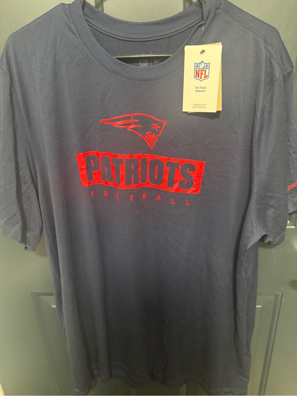 NFL New England Patriots Navy Short-Sleeve Logo T-Shirt Dry Fit Nike